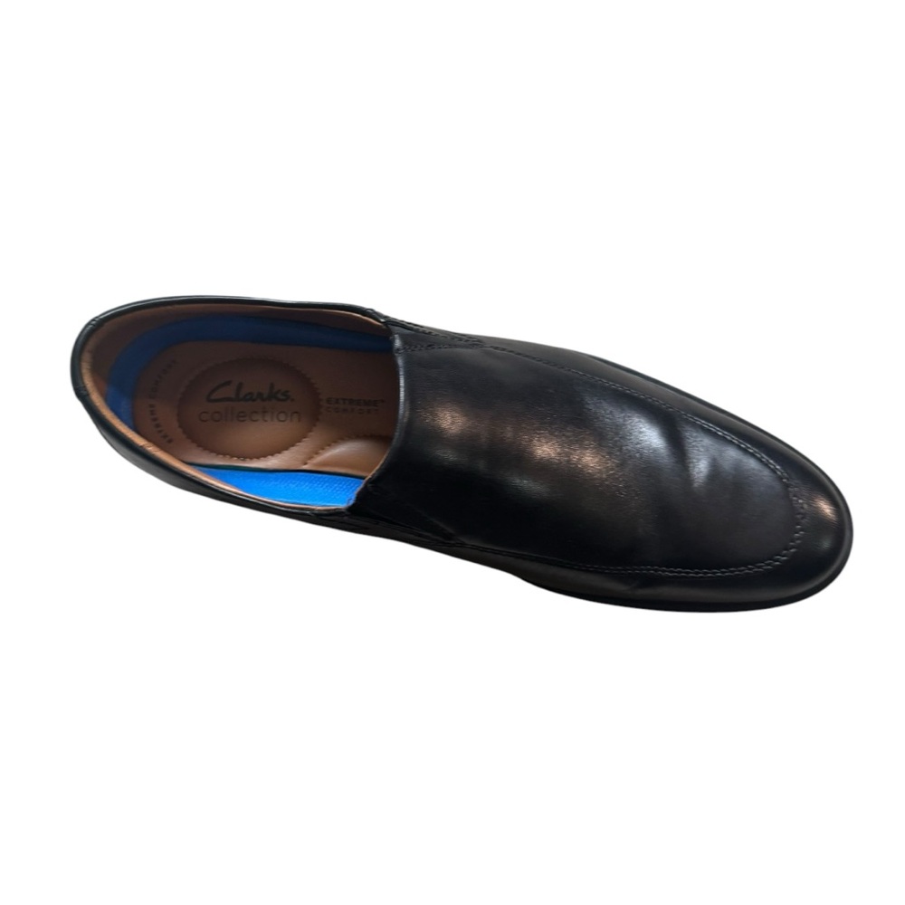 Clarks Black Leather Loafers with Polished Finish